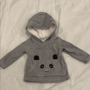 Baby girl fleece with sherpa-lined hoodie